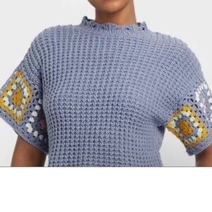 Universal Thread Lilac Crochet Shirt w/Quilt Pattern